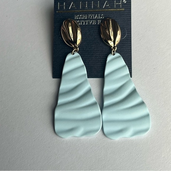 NEW Hannah Clay Poly Drop Earrings Teal and Gold - Picture 3 of 6